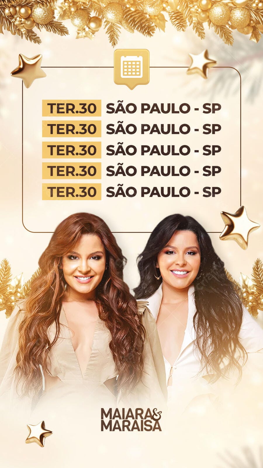 Flyer para Turnê Maiara & Maraisa Sertaneja Dourado PSD Editável