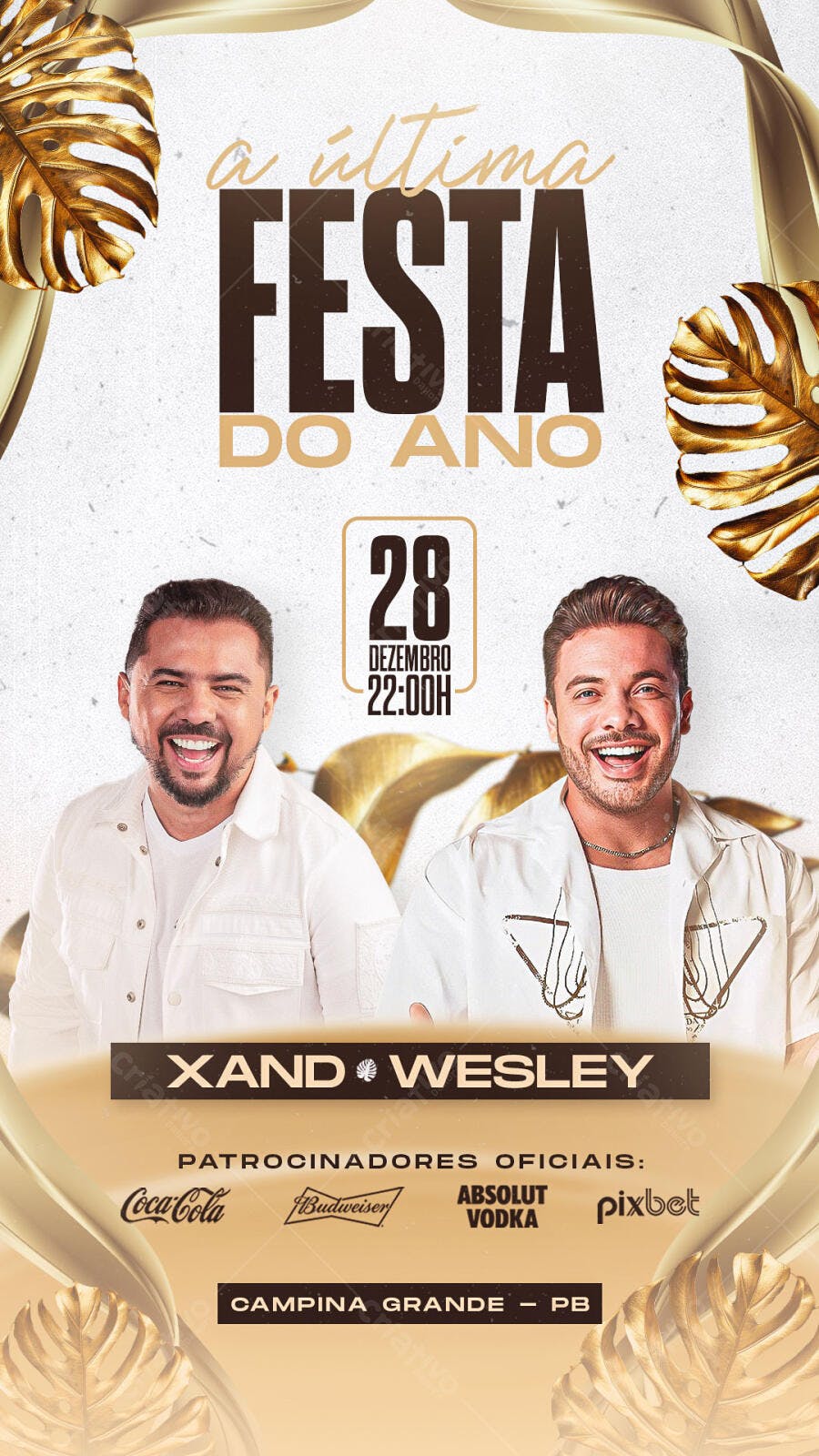 Flyer Festa Última do Ano com Xand Wesley 28 Dezembro PSD Editável