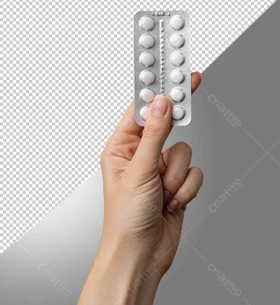Blister de Comprimidos Brancos na Mão PNG com fundo transparente