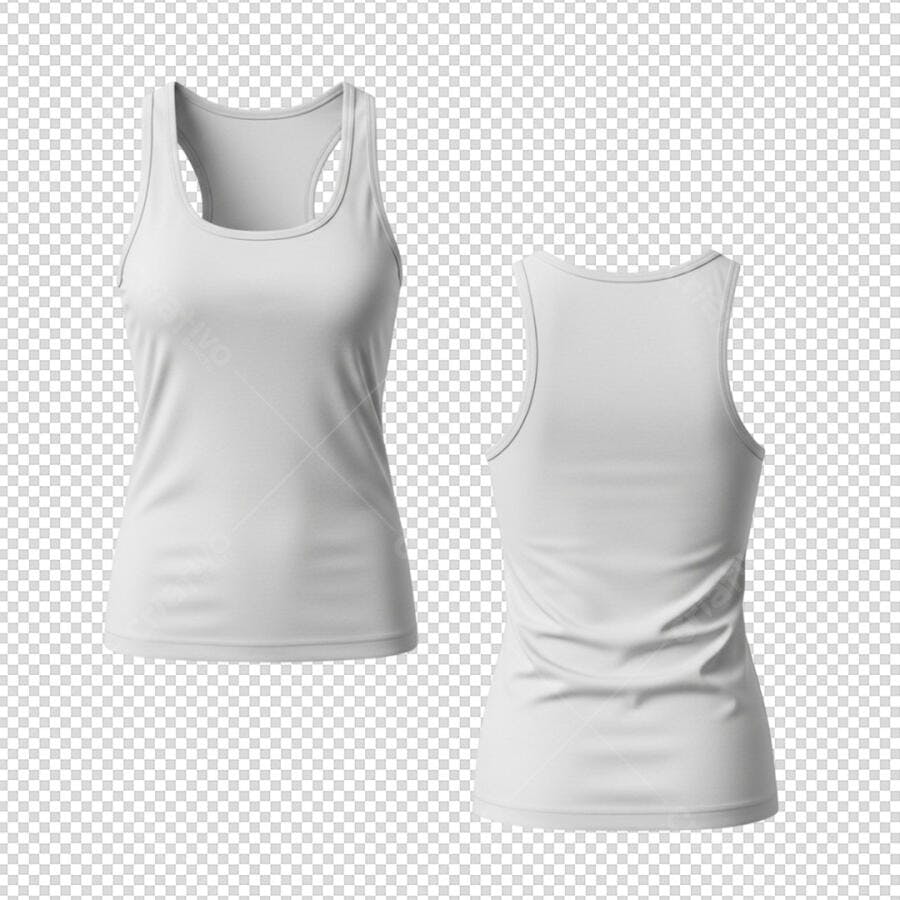 Mockup de Regata Feminina Branca para Estamparia PSD Editável