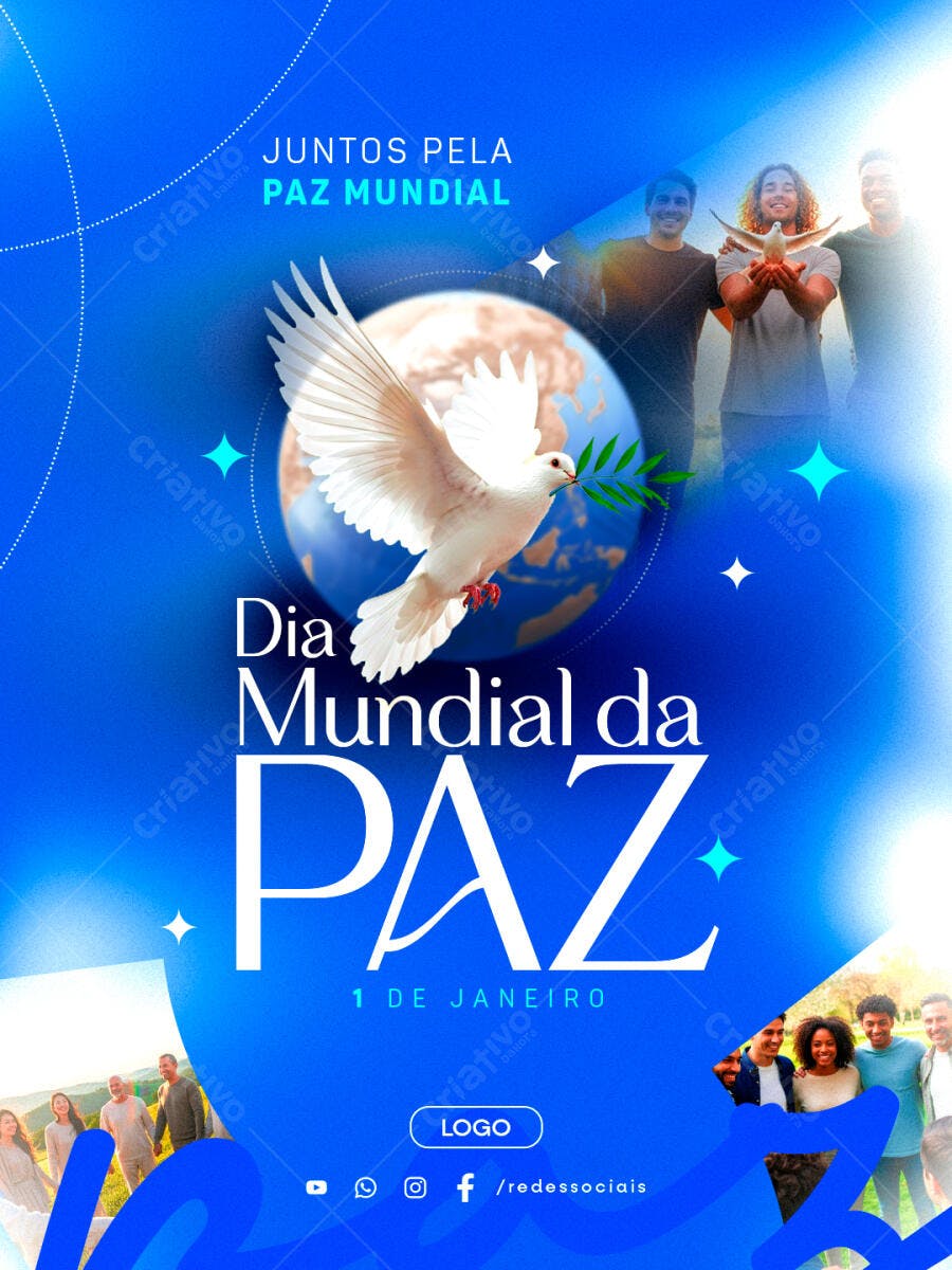 Flyer Dia Mundial da Paz 1 de Janeiro PSD Editável