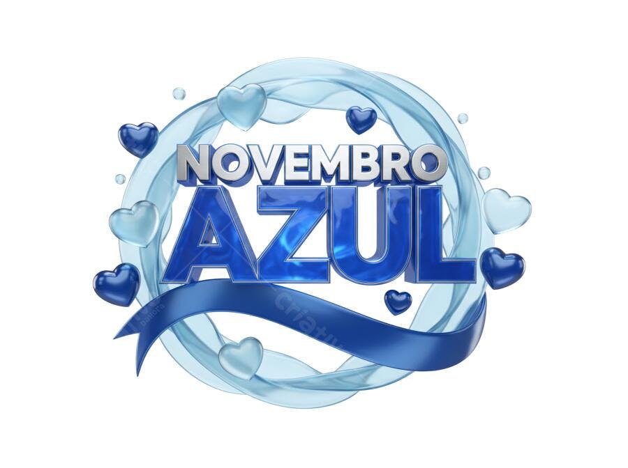 Design para campanha Novembro Azul com corações PNG com fundo transparente