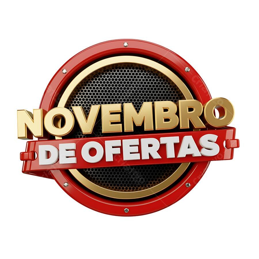 Selo Novembro de Ofertas Black Friday Dourado Vermelho PNG com fundo transparente