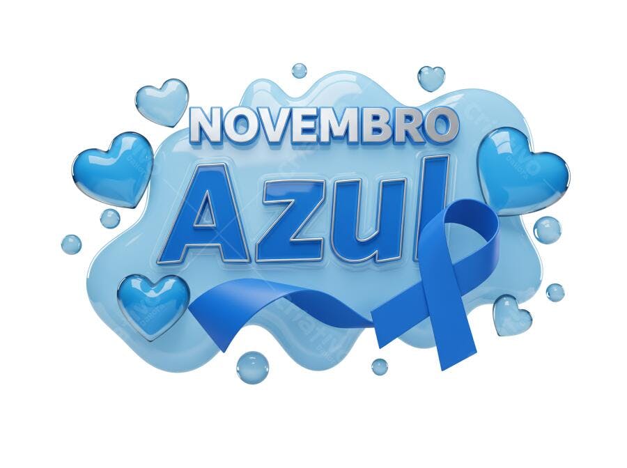 Postagem Novembro Azul campanha prevenção câncer próstata azul 3D PNG fundo transparente