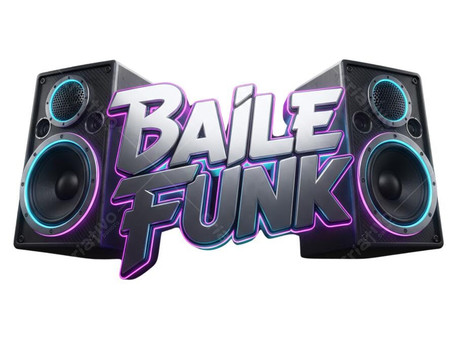 Arte para Evento Baile Funk Caixas de Som Neon Roxo Azul PNG com Fundo Transparente