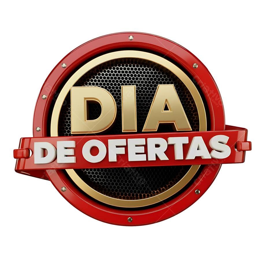 Selo Promocional Dia de Ofertas Vermelho Dourado PNG com fundo transparente