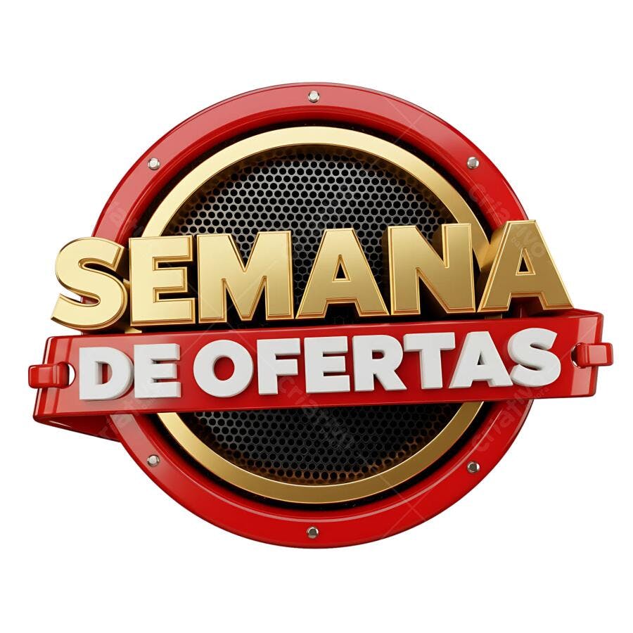 Selo para Promoção Semana de Ofertas Vermelho Dourado Marketing PNG com fundo transparente