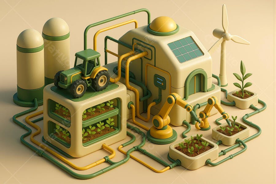 Agricultura inteligente sustentável com robôs e energia limpa