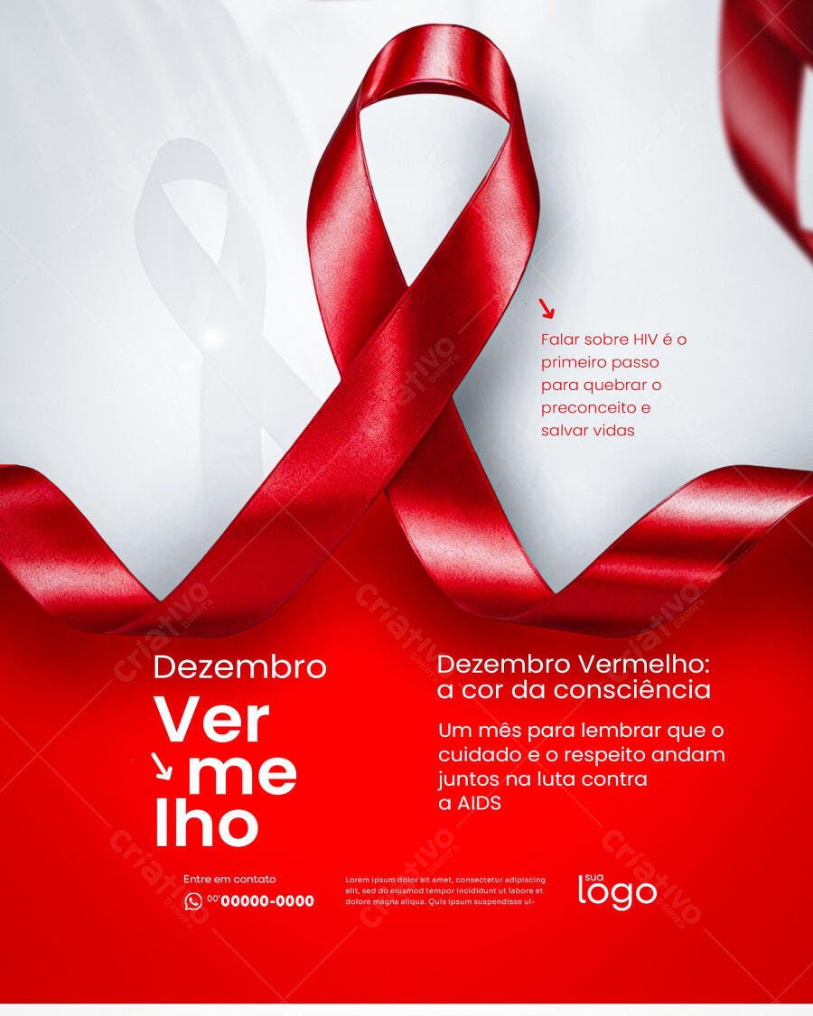 Flyer Dezembro Vermelho Conscientização AIDS PSD Editável