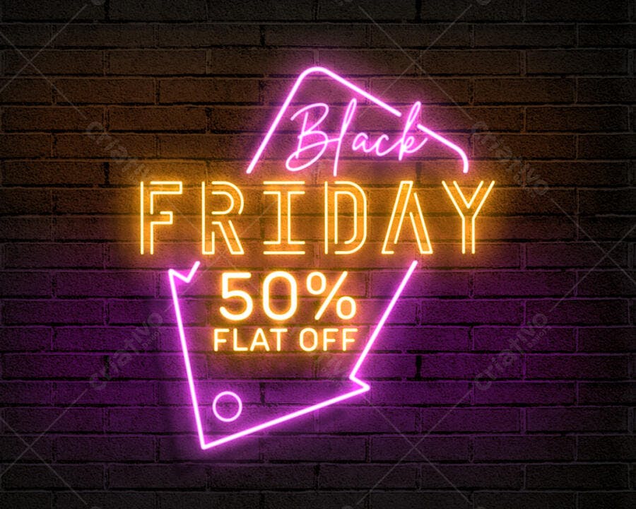 Banner Neon para Black Friday 50% OFF PSD Editável