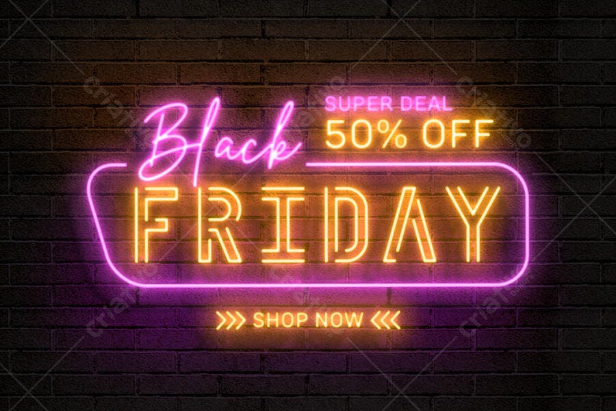 Cartaz Digital Black Friday Oferta 50% OFF PSD Editável