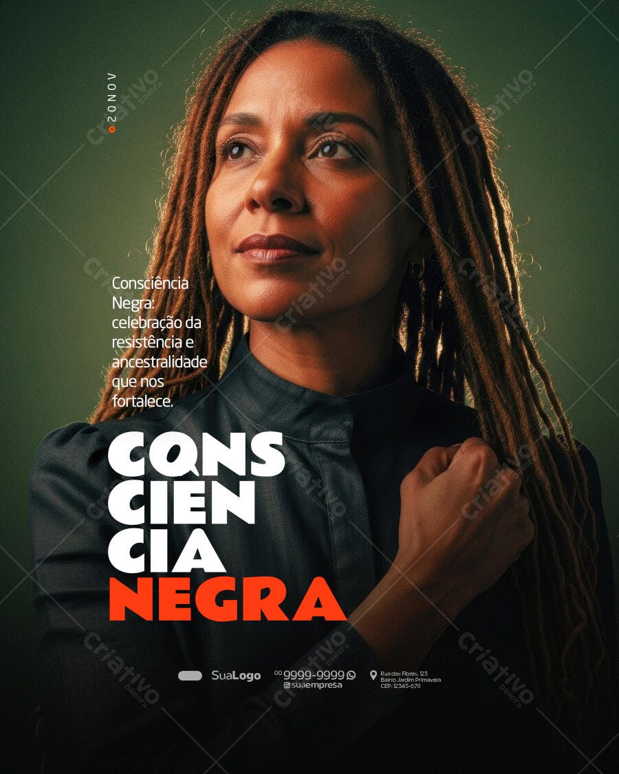 Flyer Dia da Consciência Negra 20 NOV PSD Editável