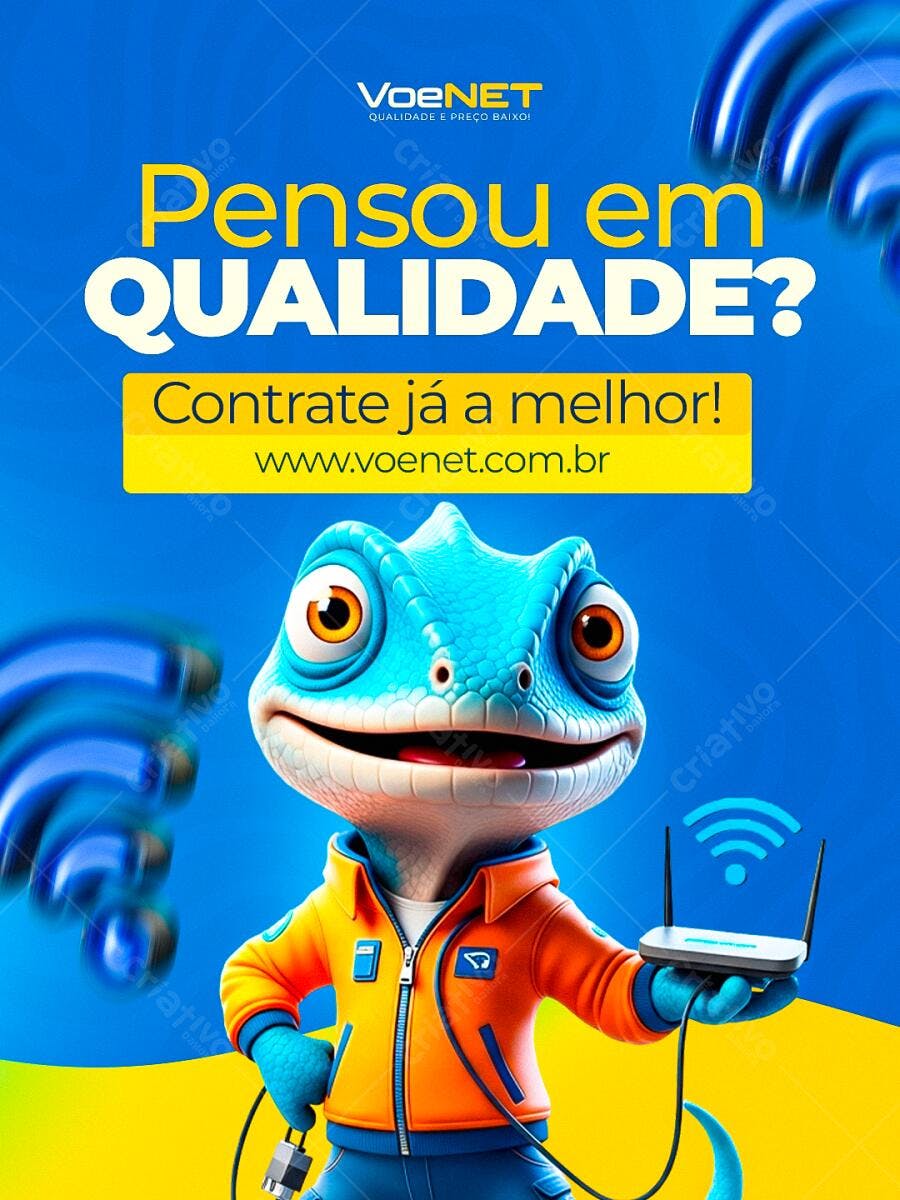 Flyer Provedor de Internet com Personagem Wifi PSD Editável