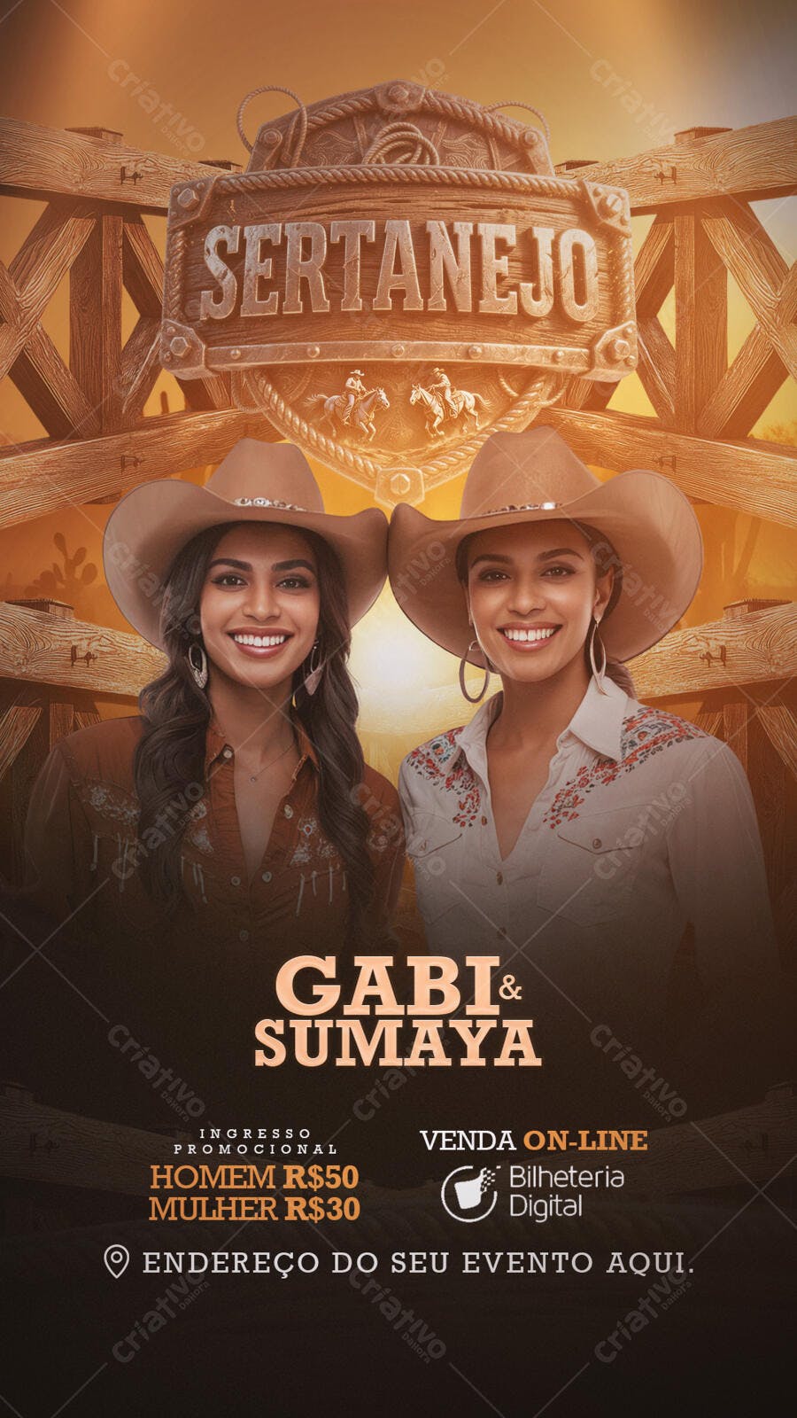 Flyer para Evento Sertanejo Gabi e Sumaya PSD Editável