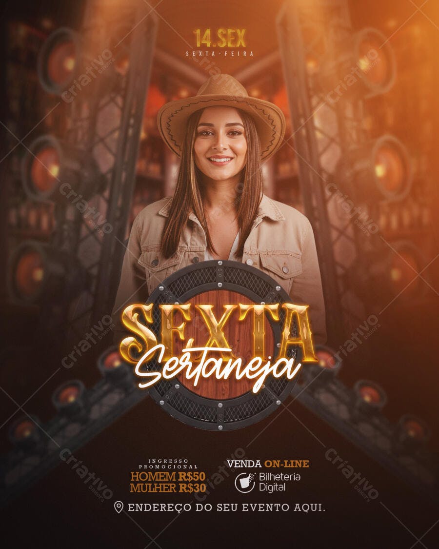 Flyer para Sexta Sertaneja 14.SEX PSD Editável