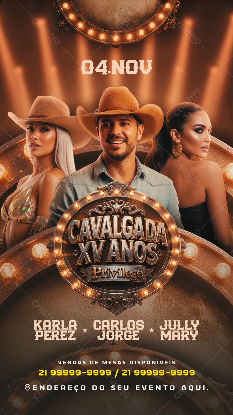 Flyer Cavalagada XV Anos Country Sertaneja PSD Editável