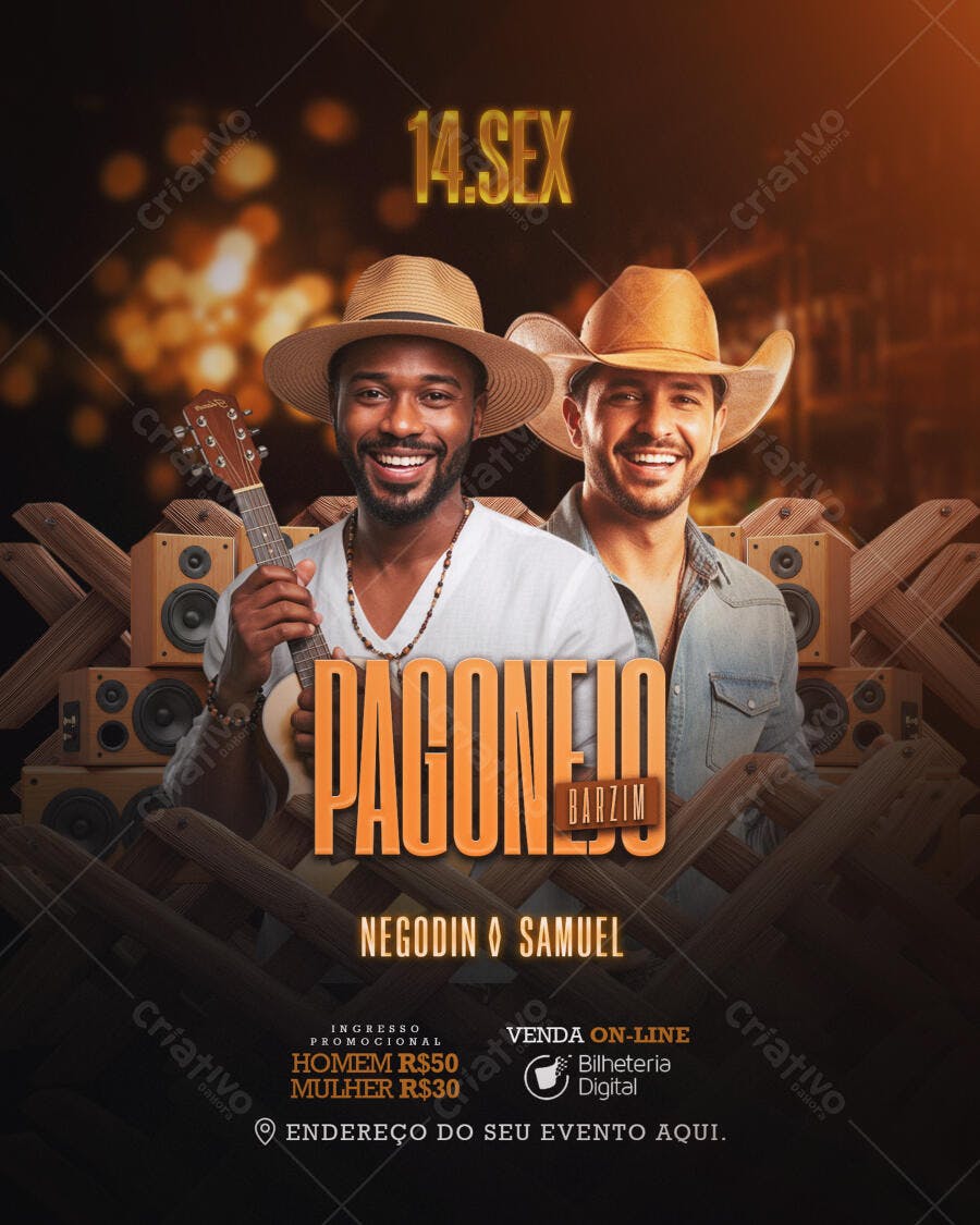Flyer Digital para Evento Pagonejo Barzim Negodin Samuel PSD Editável