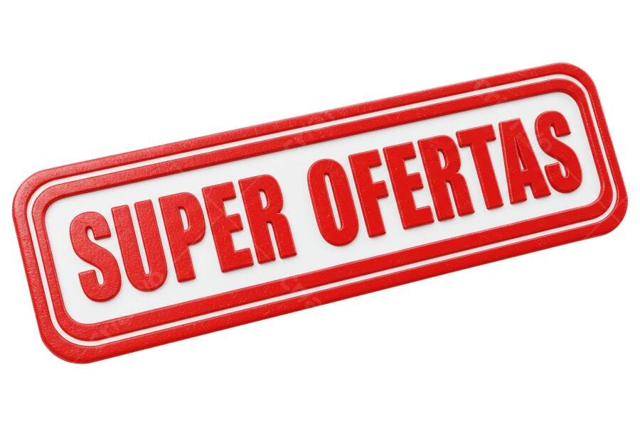 Placa "SUPER OFERTAS" vermelha e branca para promoções e descontos