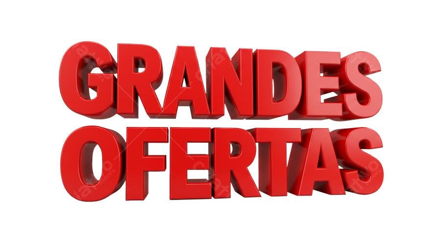 Texto Grandes Ofertas 3D vermelho brilhante sobre fundo branco promocional