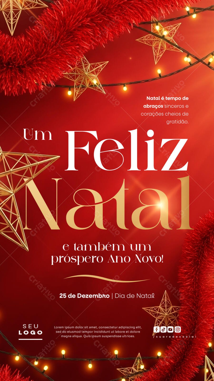 Flyer Feliz Natal e Próspero Ano Novo PSD Editável