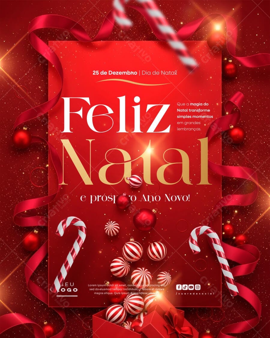 Post para Redes Sociais Natal e Ano Novo PSD Editável