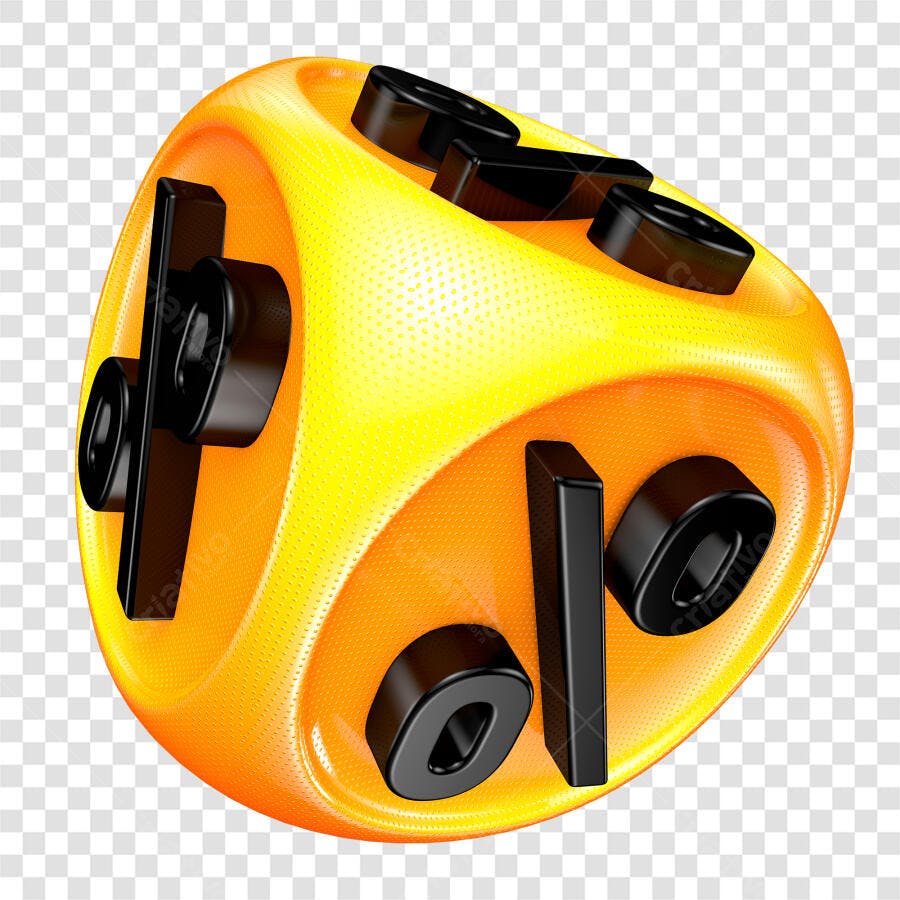 Ícone 3D de Porcentagem Amarelo Laranja para Promoção PNG com fundo transparente