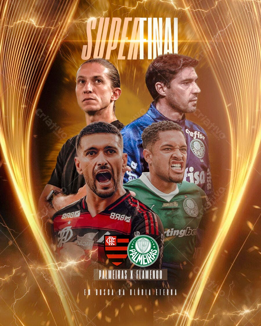 Flyer Superfinal de Futebol Palmeiras x Flamengo PSD Editável