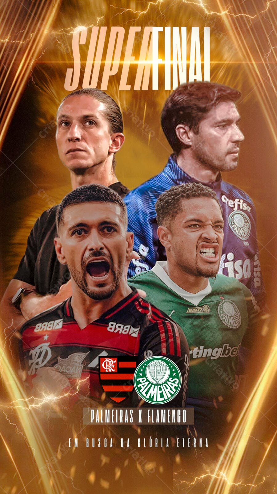 Flyer Superfinal de Futebol Palmeiras x Flamengo PSD Editável