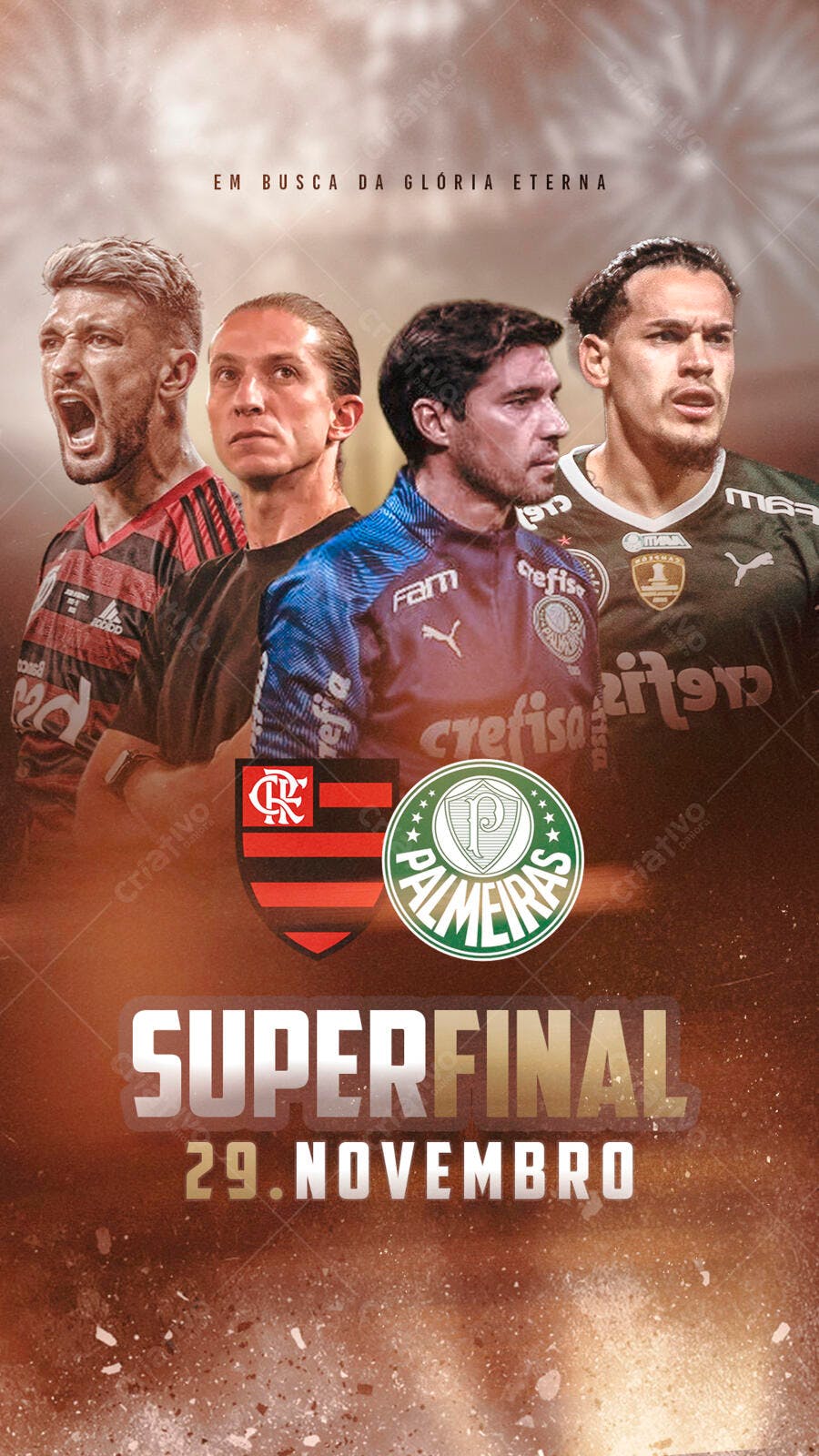 Flyer Superfinal Futebol Flamengo Palmeiras PSD Editável