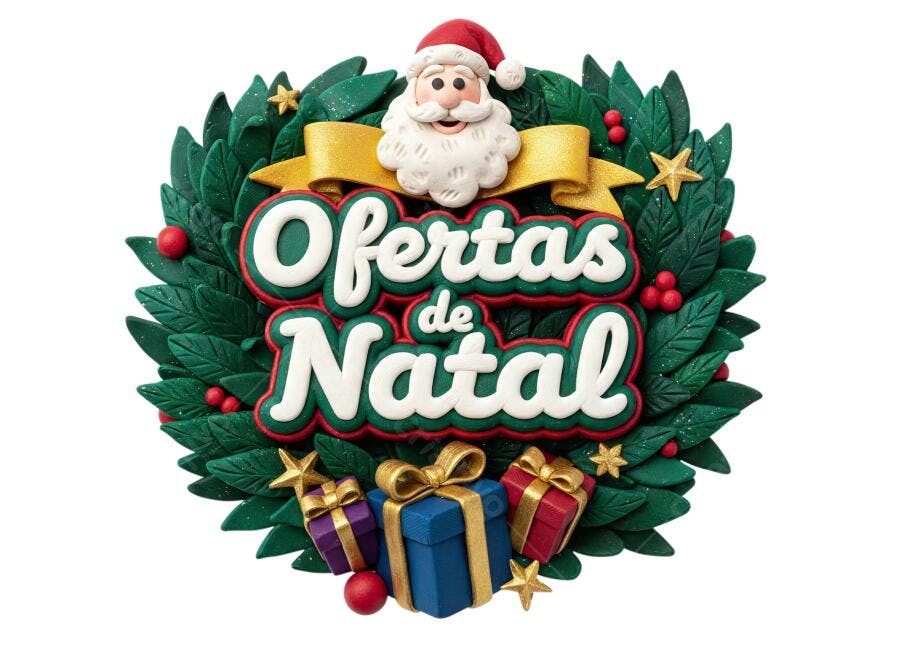 Selo de Ofertas de Natal Papai Noel e Presentes PNG com fundo transparente
