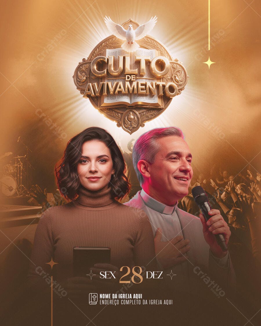 Flyer para Culto de Avivamento PSD Editável