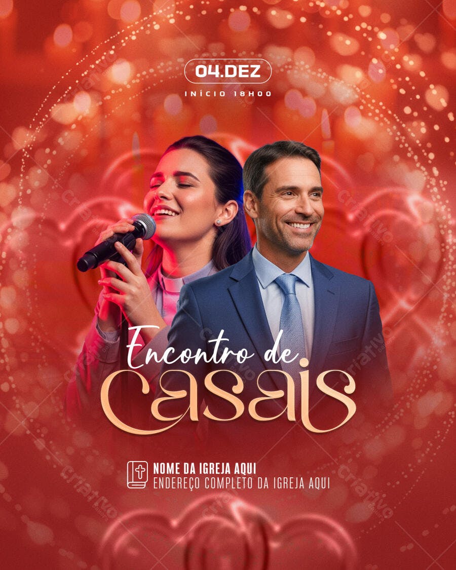 Flyer para Encontro de Casais Igreja Cristã PSD Editável