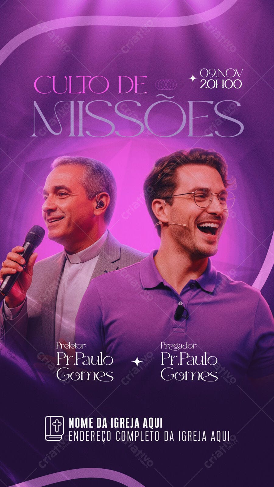 Flyer para Culto de Missões Pr. Paulo Gomes PSD Editável