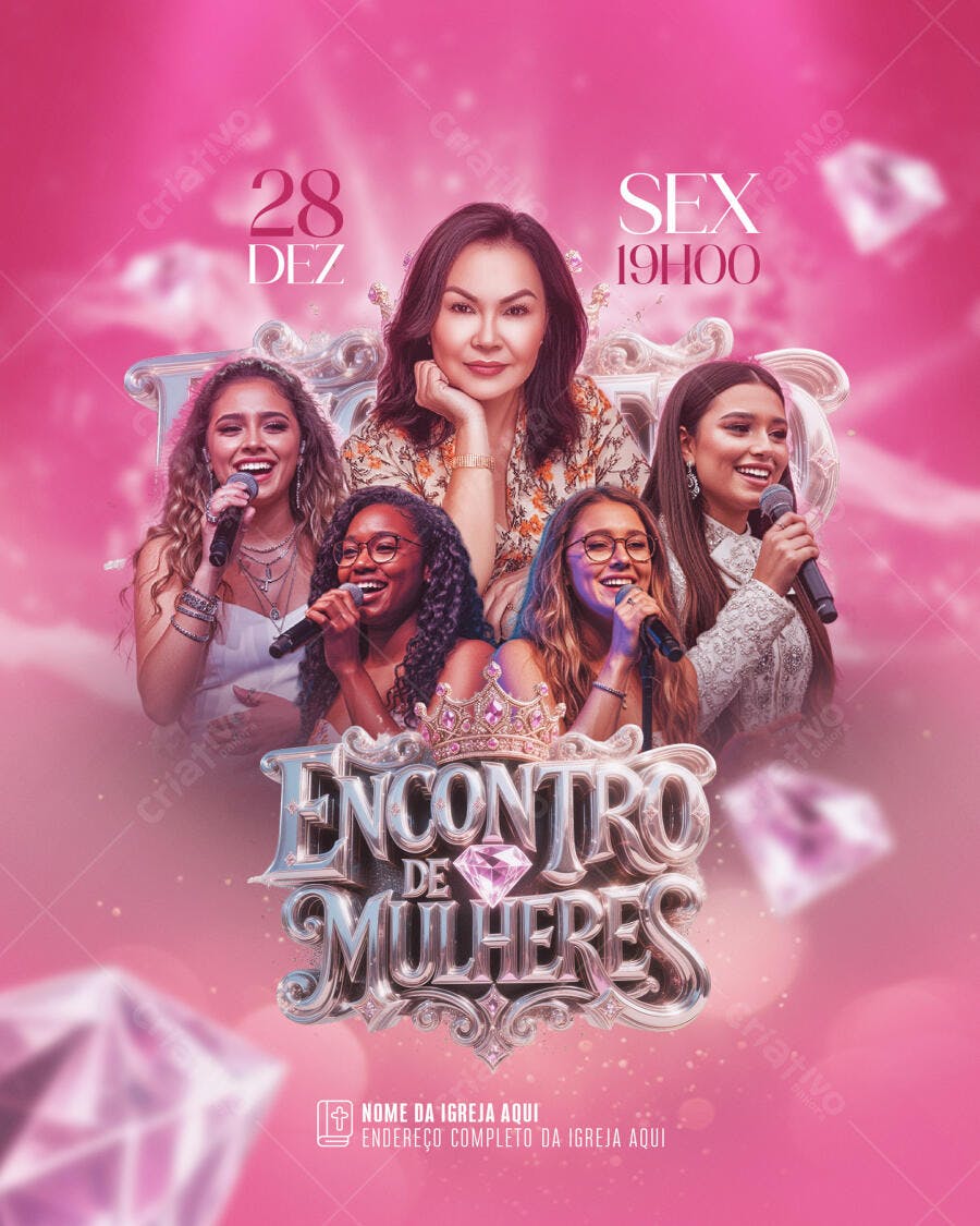 Flyer para Encontro de Mulheres Igreja PSD Editável