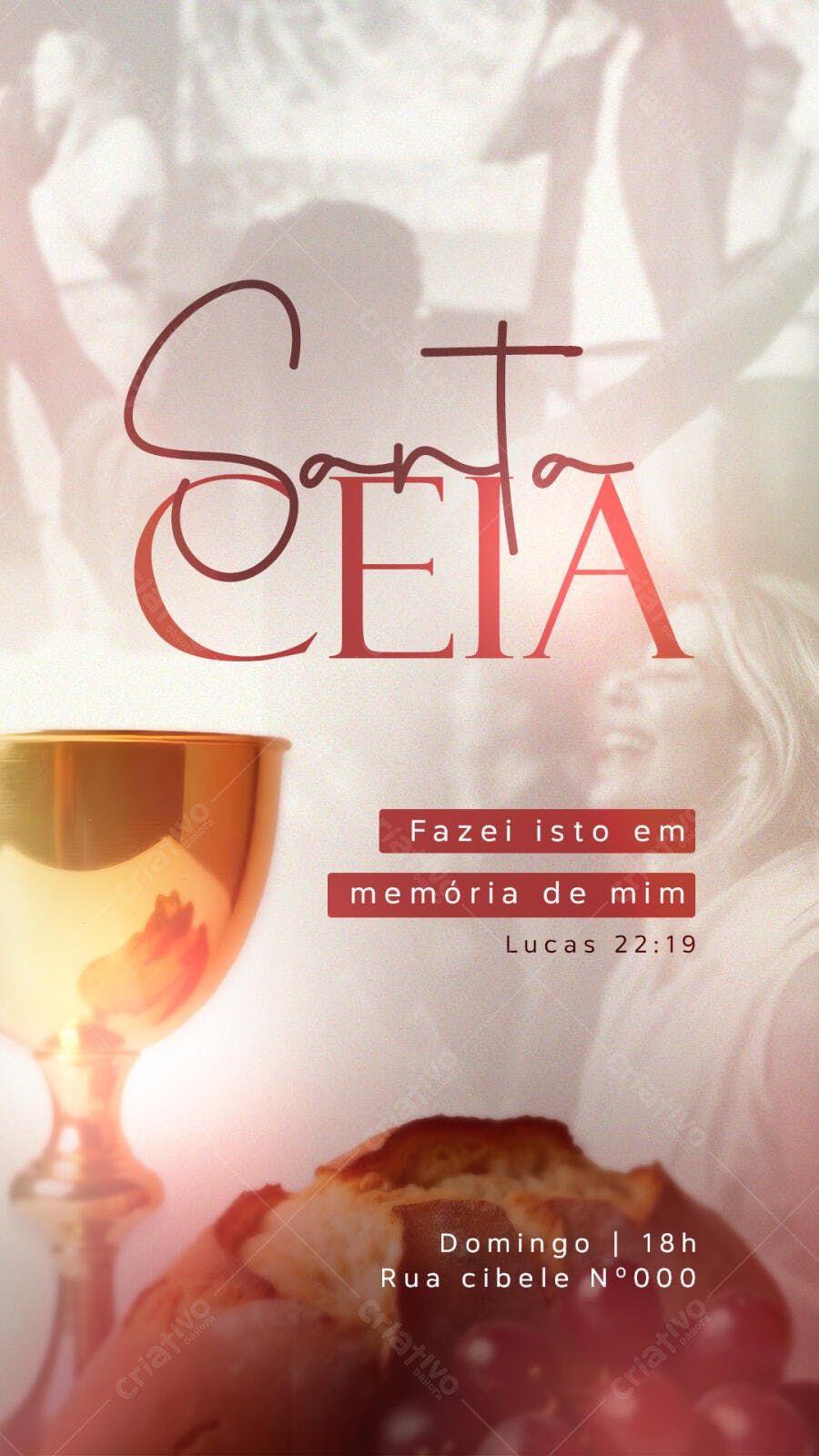 Post Instagram Santa Ceia com Cálice e Pão PSD Editável
