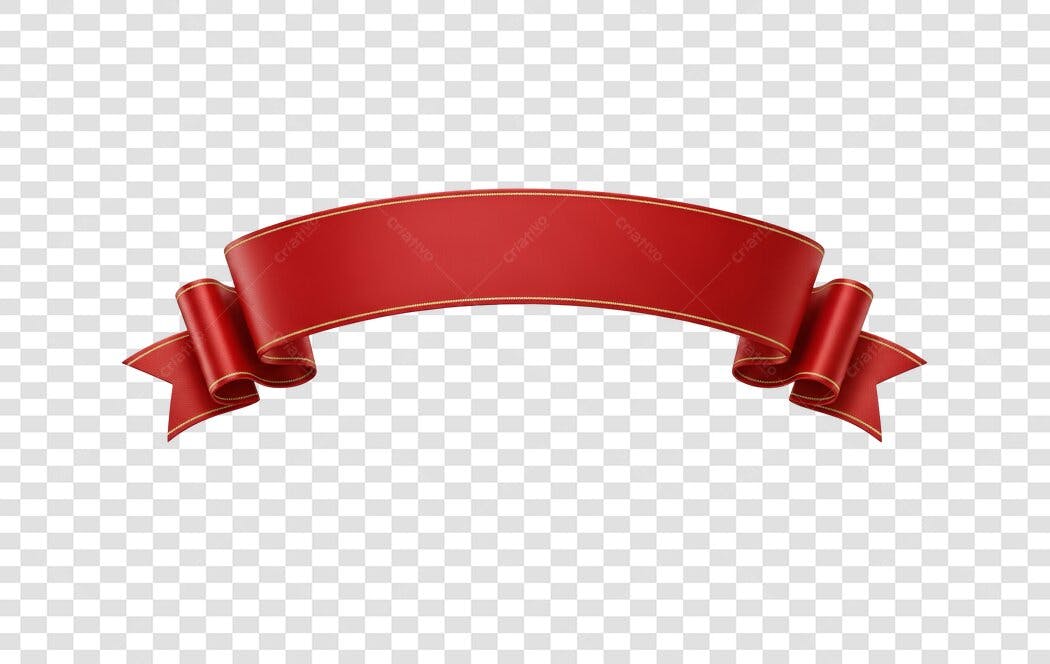 Faixa Decorativa Vermelha Dourada para Anúncios e Festas PNG com fundo transparente
