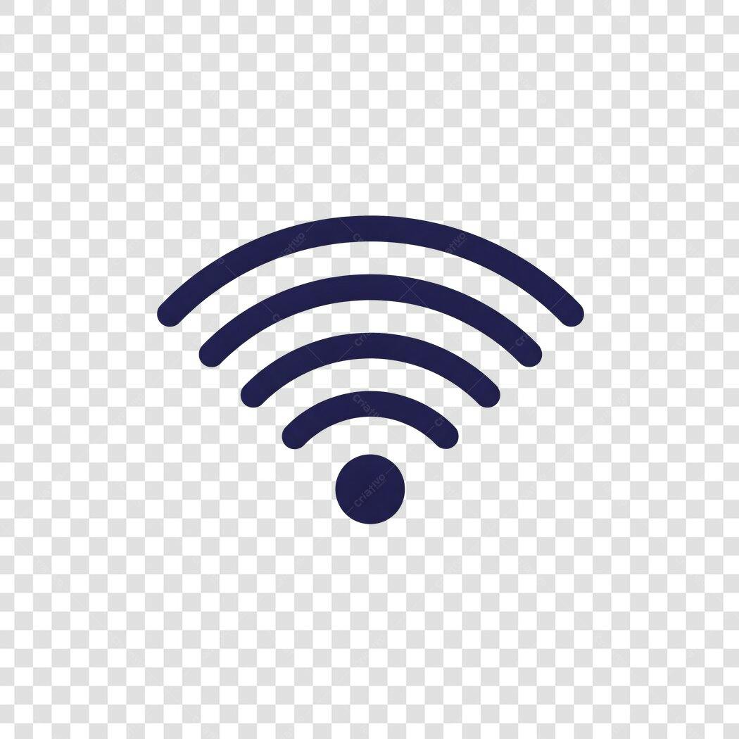 Icone de Conexão Wi-Fi azul escuro para internet PNG com fundo transparente