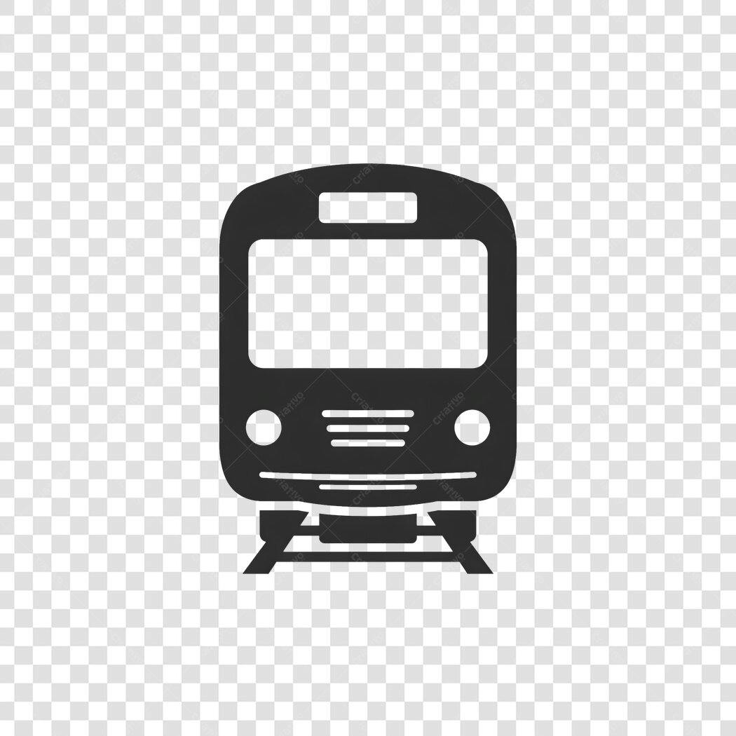 Icone de Trem ou Metrô Preto para Transporte Urbano PNG com fundo transparente