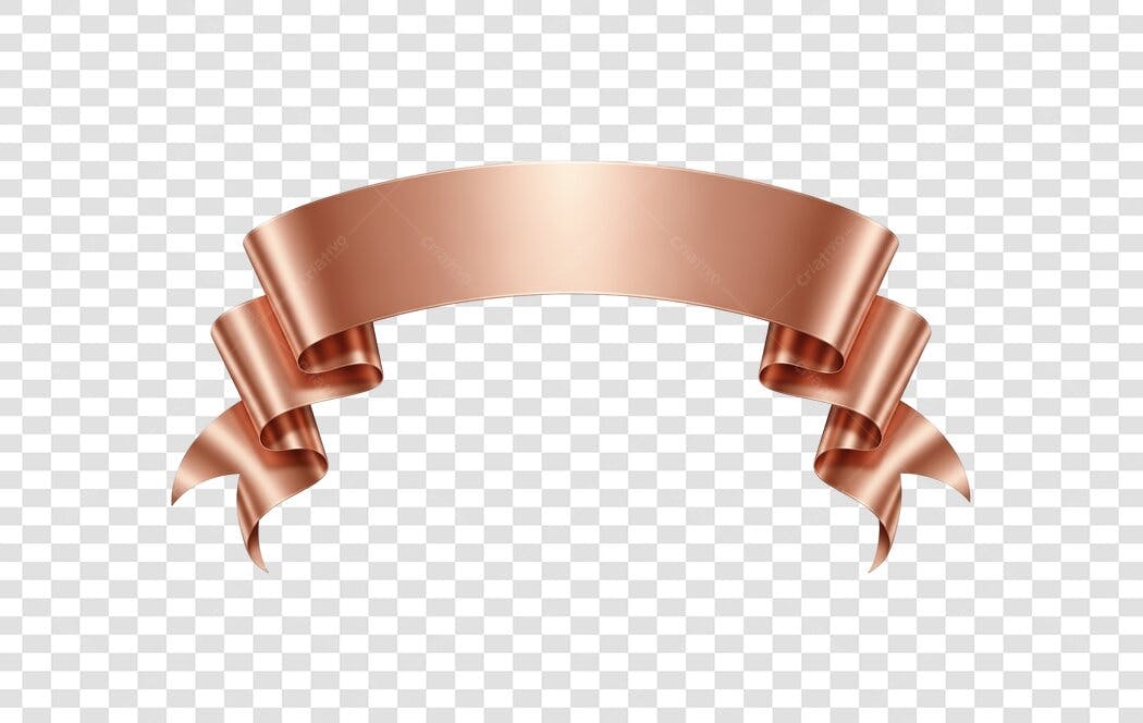 Faixa de banner ouro rosé metalizado 3D PNG com fundo transparente