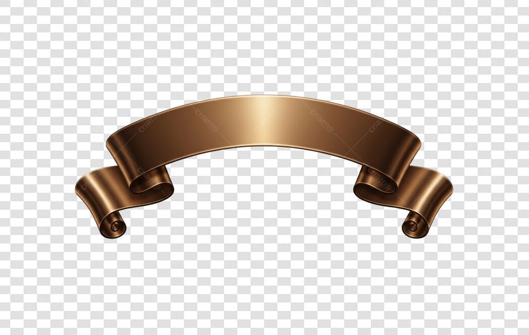 Banner faixa metálica bronze brilhante PNG com fundo transparente