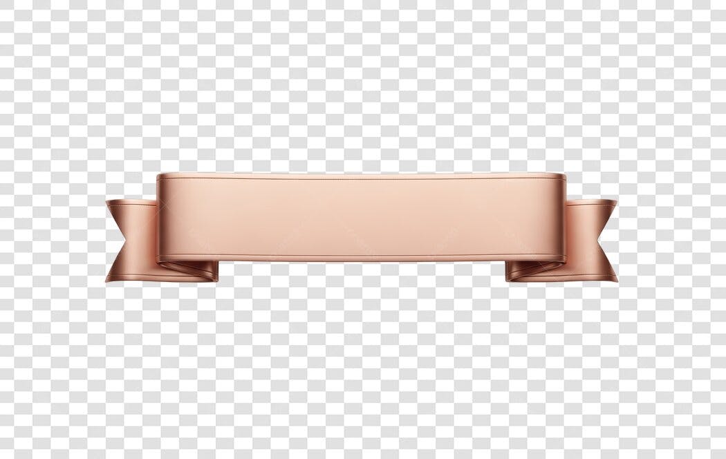 Fita Banner Metalizada Rose Gold 3D para Promoção Anúncio PNG com fundo transparente