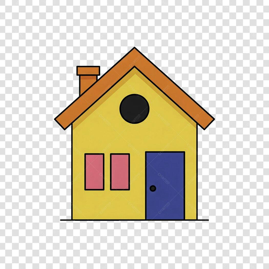 Ícone de casa amarela e telhado laranja PNG com fundo transparente