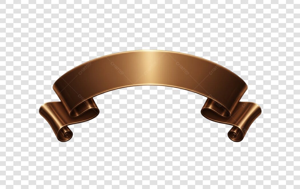 Faixa Banner Metálica Bronze Premium PNG com fundo transparente