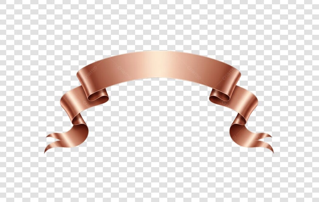 Faixa Banner Metalizado Ouro Rosa para Promoções PNG com fundo transparente