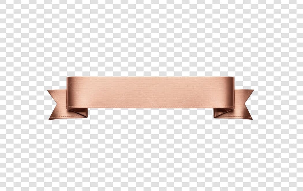 Faixa decorativa em rose gold metálico PNG com fundo transparente