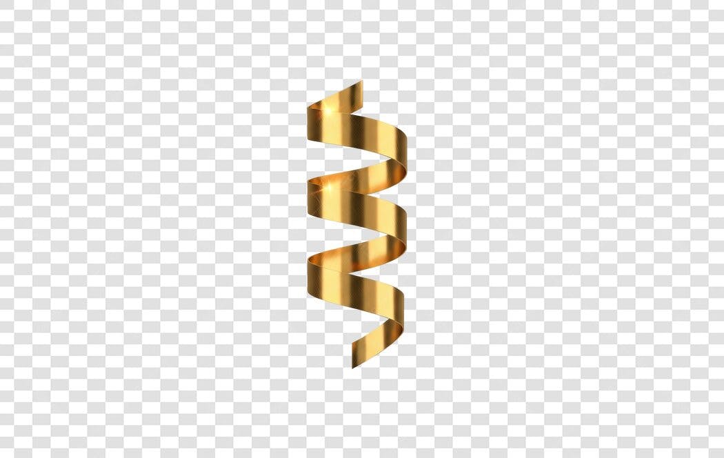 Fita decorativa espiral dourada para festas PNG com fundo transparente