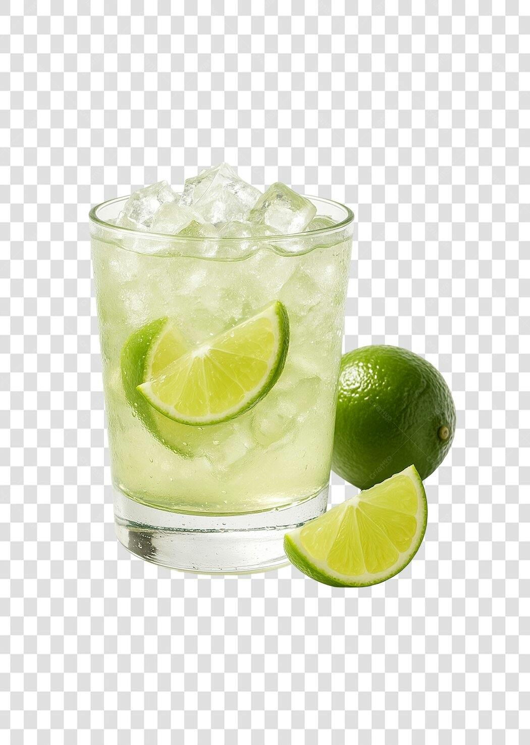 Drink Refrescante Caipirinha Limão Gelo Verão PNG com fundo transparente