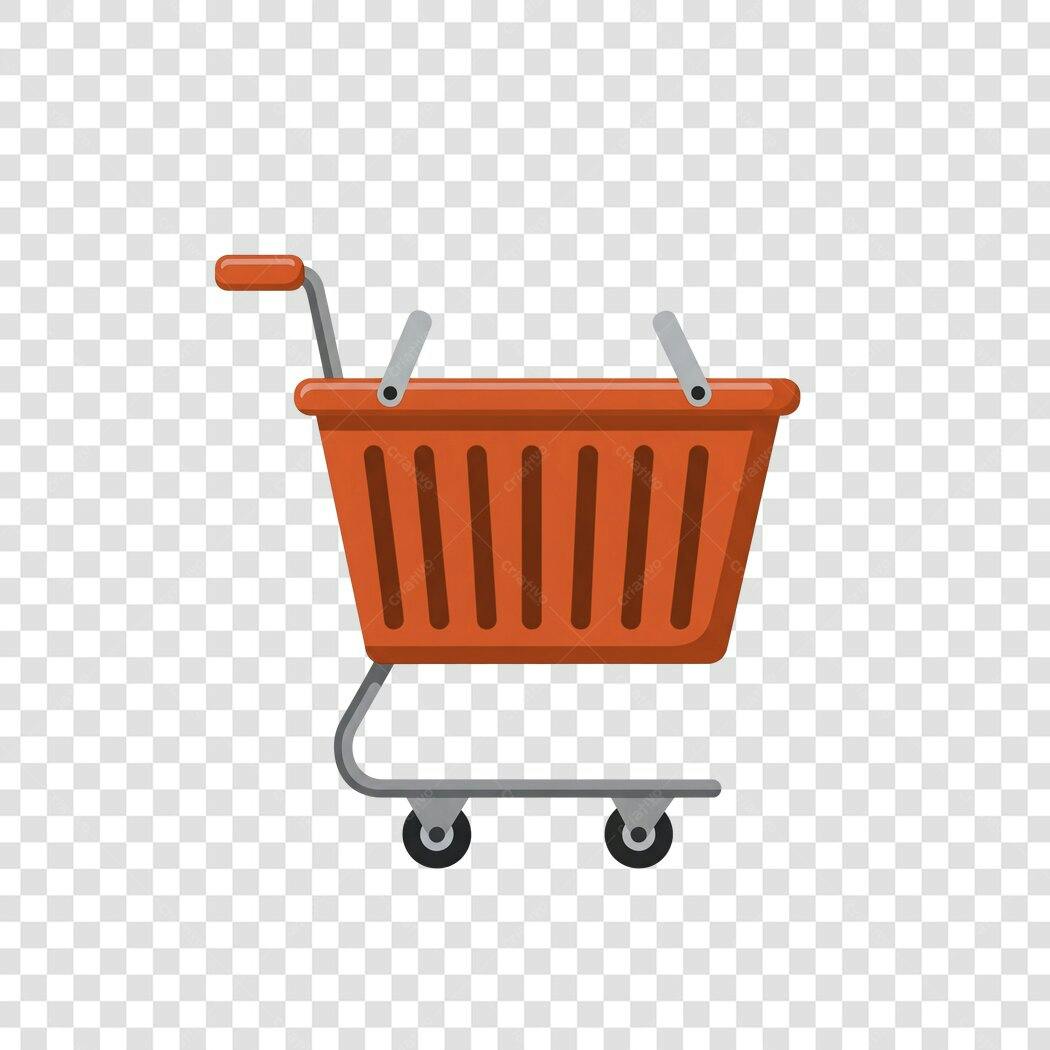 Ícone Carrinho de Compras Laranja para E-commerce PNG com fundo transparente
