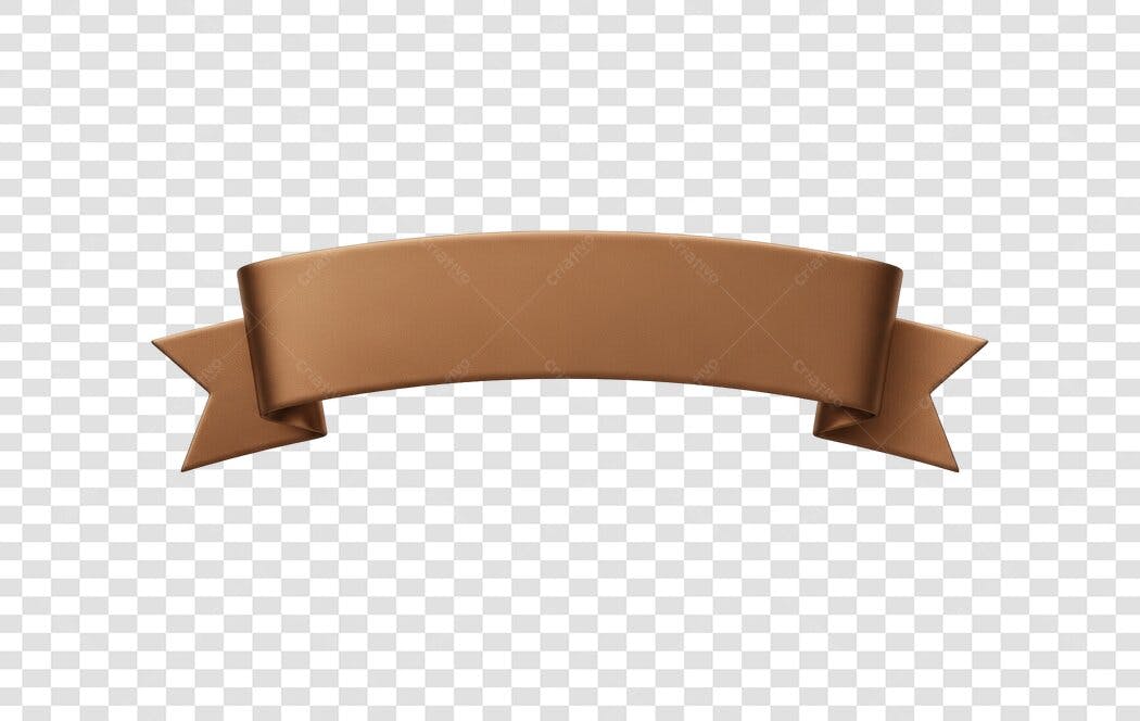 Faixa Banner Marrom Bronze 3D Elegante PNG com Fundo Transparente