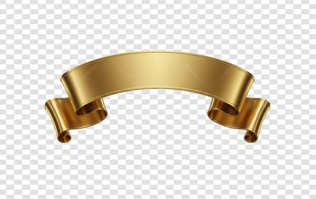 Faixa de Ouro Metálica 3D para Promoção PNG com fundo transparente